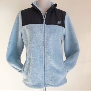 Fila Light Blue Fuzzy Full Zip Fleece Jacket, M